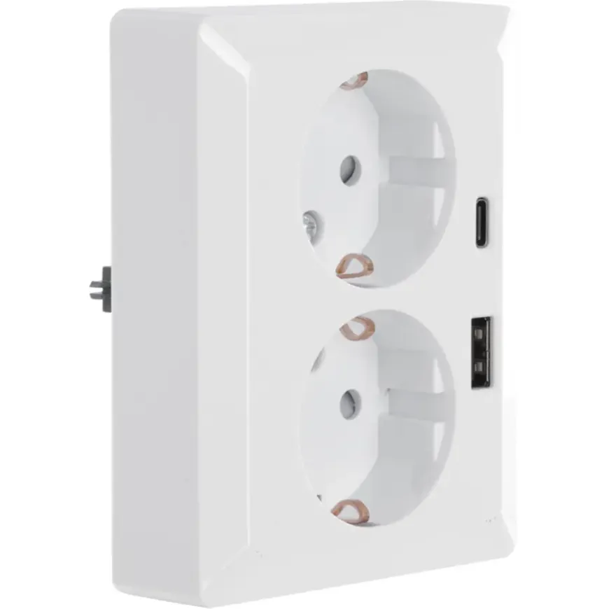 KARWEI Zenith Dubbel Stopcontact Geaard met USB A+C Wit