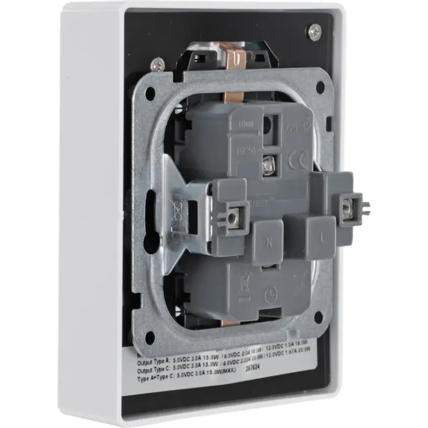 KARWEI Zenith Dubbel Stopcontact Geaard met USB A+C Wit