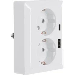 KARWEI Zenith Dubbel Stopcontact Geaard met USB A+C Wit