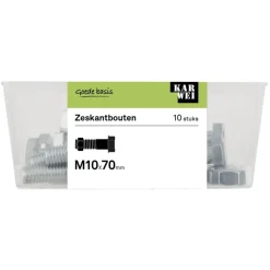 KARWEI zeskantbout deeldraad M10x70 mm 10 stuks