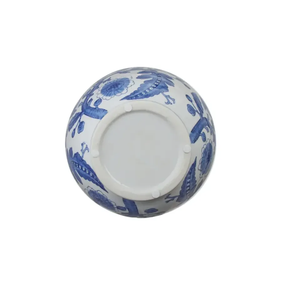 Geen Keramieken vaas wit blauw 26,5x26,5x29cm