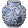 Geen Keramieken vaas wit blauw 30x30x33cm
