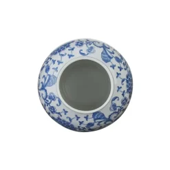 Geen Keramieken vaas wit blauw 30x30x33cm