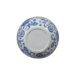 Geen Keramieken vaas wit blauw 30x30x33cm