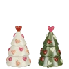 Geen Kerstdecoratie kerstboompje hart divers groen en roze 18 x Ø 11,5 cm per stuk