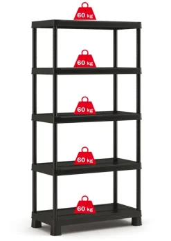 KETER Plus stellingkast - 5 planken - 90x40x182cm - zwart