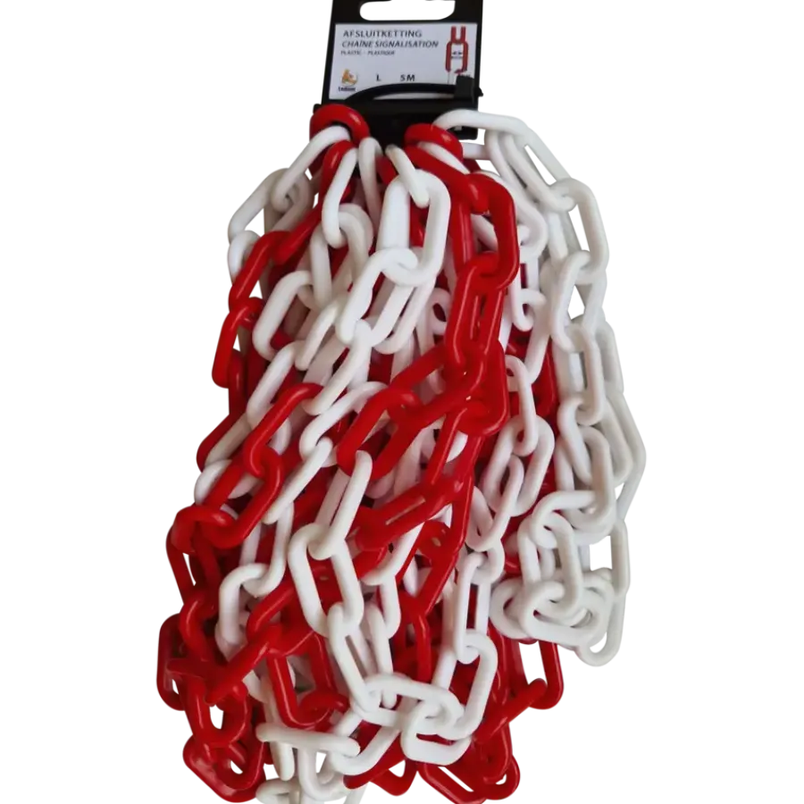 Ledent Ketting kunststof rood/wit 6 mm 5 meter
