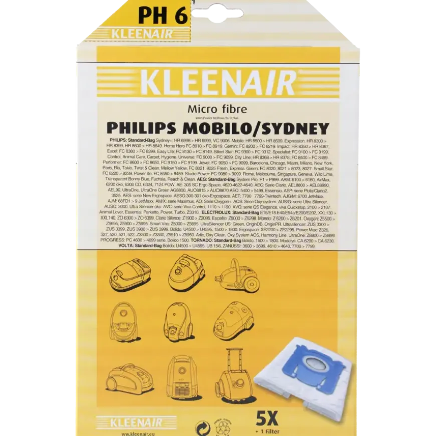 Kleenair Stofzuigerzak Philips Mobilo/Sydney PH 6 5 stuks