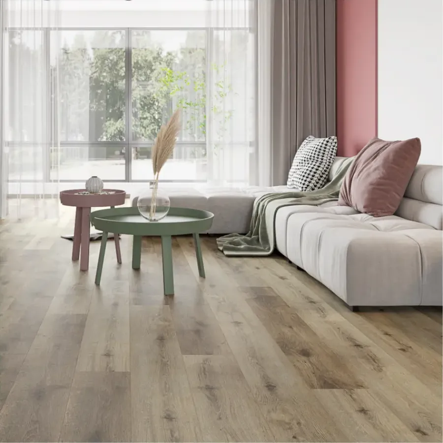 Geen Kleurstaal click PVC Basic grijs/bruin eiken houtlook