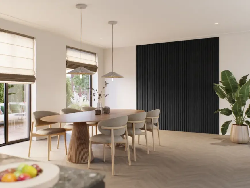 Kleurstaal lattenwand Decowall Advanced walnoot 25x30cm