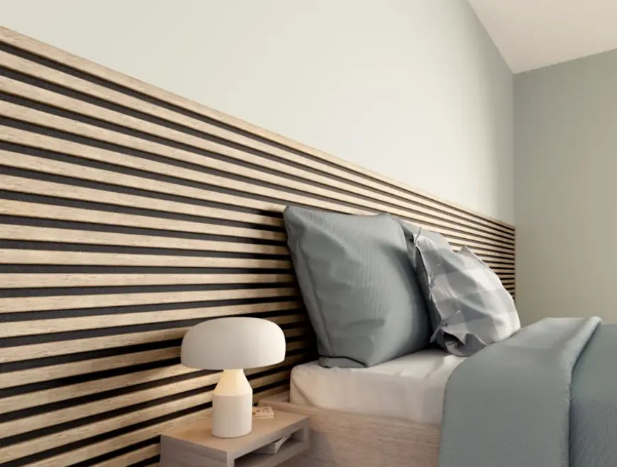 Kleurstaal lattenwand Decowall Acoustic natuur eiken 25x30cm