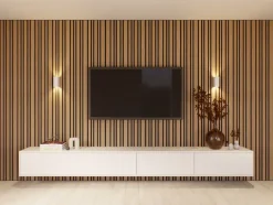 Kleurstaal lattenwand Decowall Acoustic Blend brons eiken 25x30cm