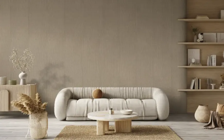 Kleurstaal lattenwand vilt taupe 20x30 cm
