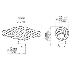 Siro Knop Claire tin look 62mm