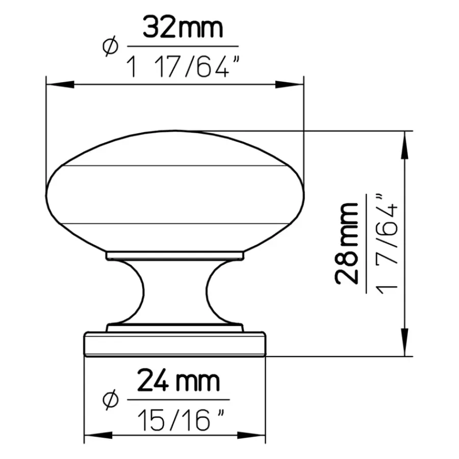Siro Knop Hilde messing antiek 32mm