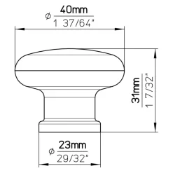 Siro Knop Juliette zwart 40mm
