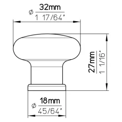 Siro Knop Juliette zwart 32mm