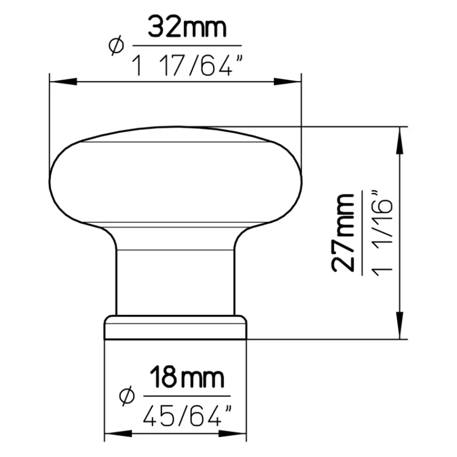 Siro Knop Juliette zwart 32mm