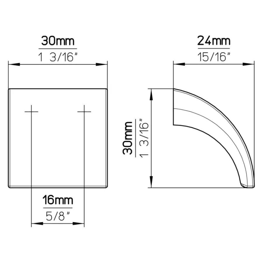 Siro Knop Lea rvs look 30mm