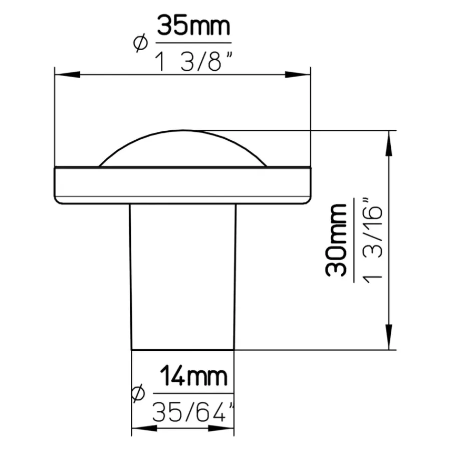 Siro Knop Mette aluminium 35mm