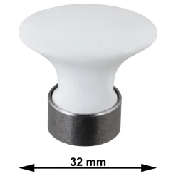 Geen Knop Ovaal wit 32mm