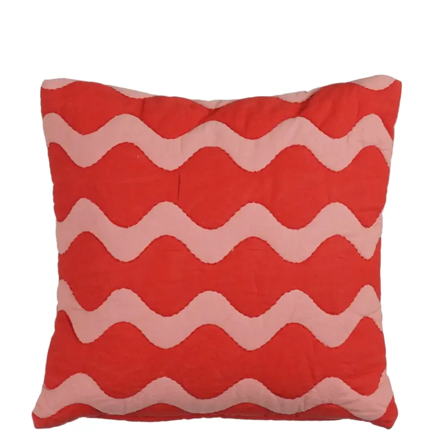 Geen Kussen rood scallopes - l45xb45xh10cm