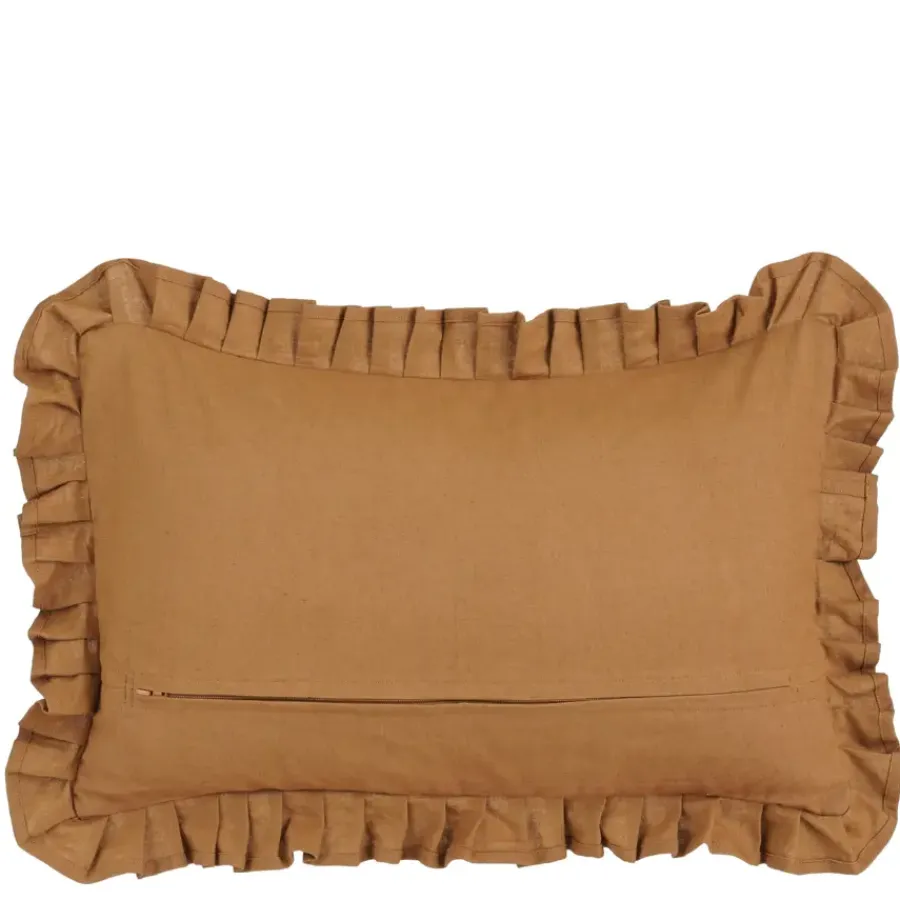 Geen Kussen ruffled l.bruin - l55xb35xh10cm