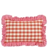 Geen Kussen ruit rood - l55xb35xh10cm