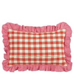 Geen Kussen ruit rood - l55xb35xh10cm