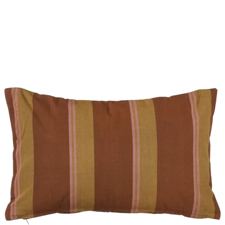 Geen Kussen streep donker bruin - l55xb35xh10cm