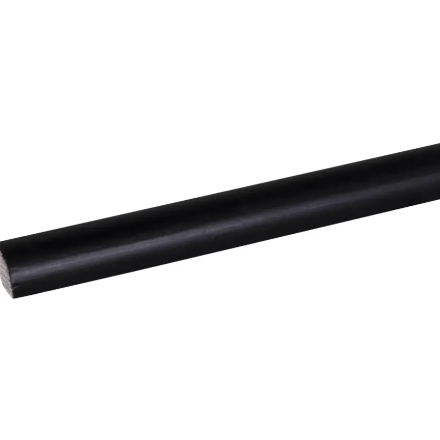 Kwartrond grenen zwart gelakt 13x13mm 270cm