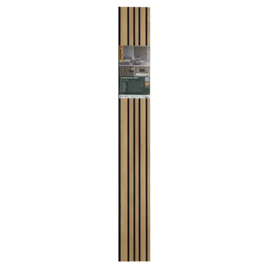 Lattenwand Decowall Acoustic Blend brons eiken, combinatie van verschillende breedtes, 260x30cm, 2 stuks (1.56m2)