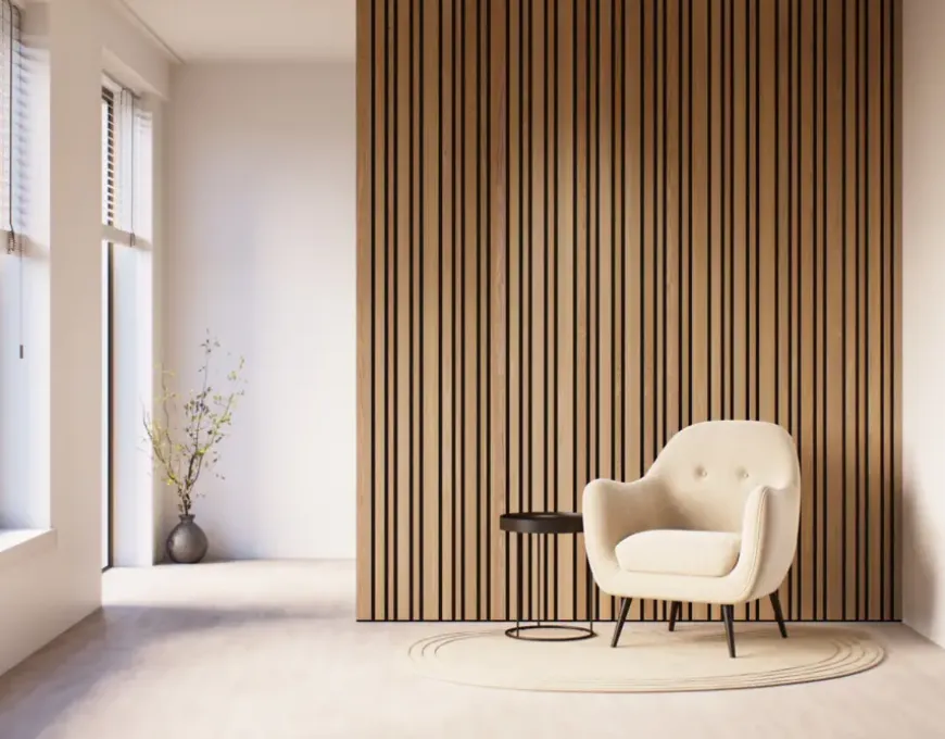Lattenwand Decowall Acoustic Blend brons eiken, combinatie van verschillende breedtes, 260x30cm, 2 stuks (1.56m2)