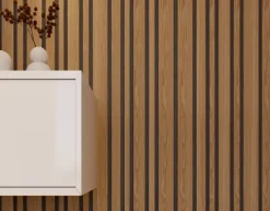 Lattenwand Decowall Acoustic Blend brons eiken, combinatie van verschillende breedtes, 260x30cm, 2 stuks (1.56m2)