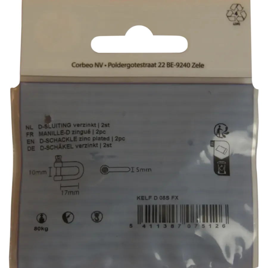 Ledent D-sluiting verzinkt 5 mm (2 stuks)