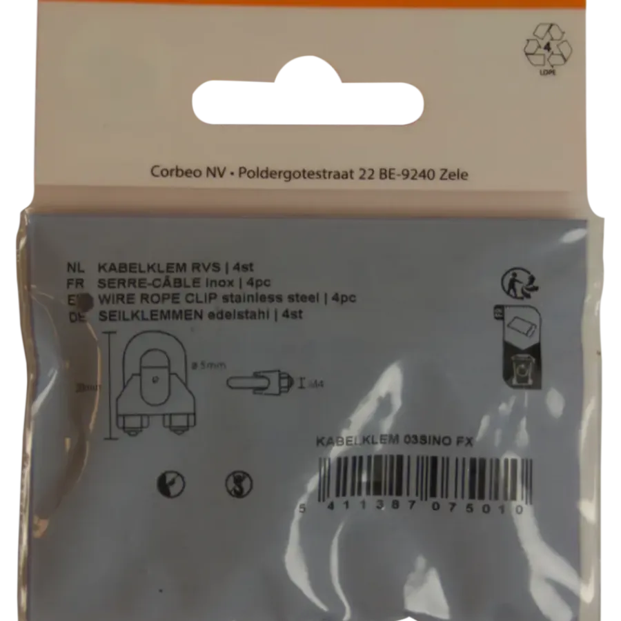 Ledent kabelklem tot Ø 3 mm rvs (4 stuks)