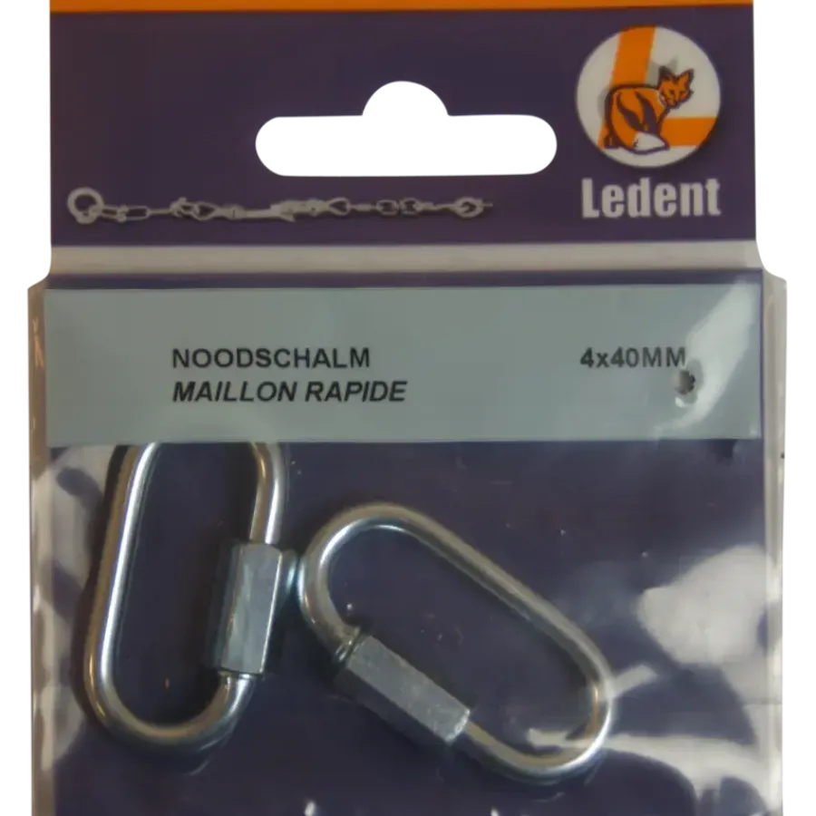 Ledent kettingsluiting 4 mm met moer verzinkt (2 stuks)