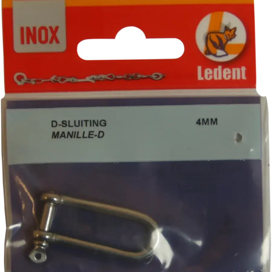 Ledent nodsluiting D-sluiting rvs 4 mm