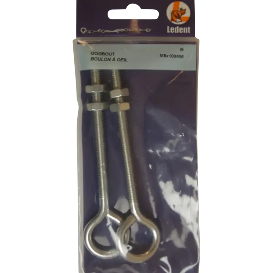 Ledent oogbout verzinkt M8x100 mm (2 stuks)