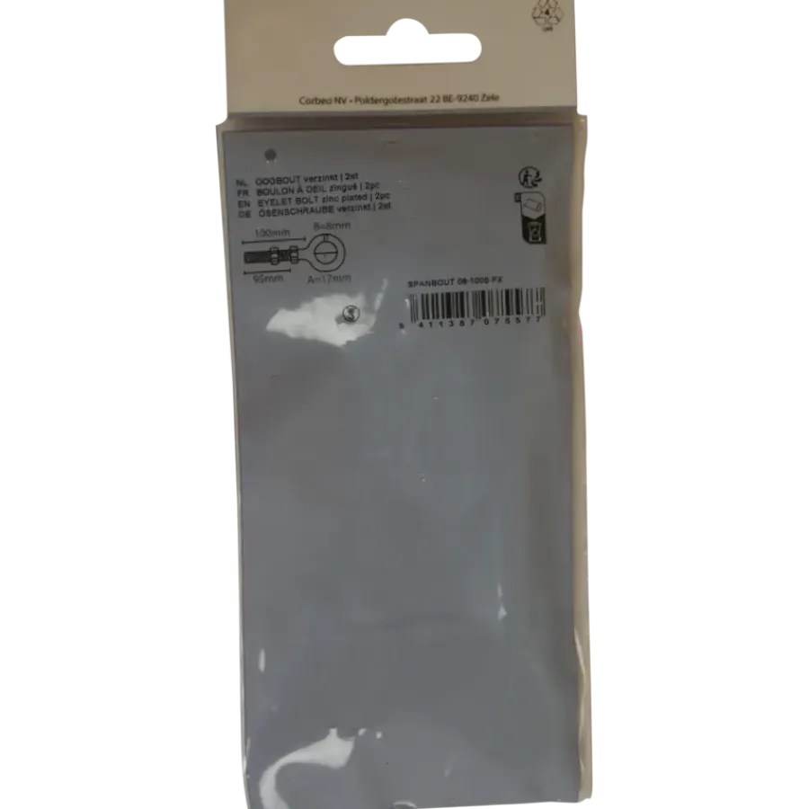 Ledent oogbout verzinkt M8x100 mm (2 stuks)