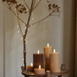 Lumineo LED kaars wax donker bruin