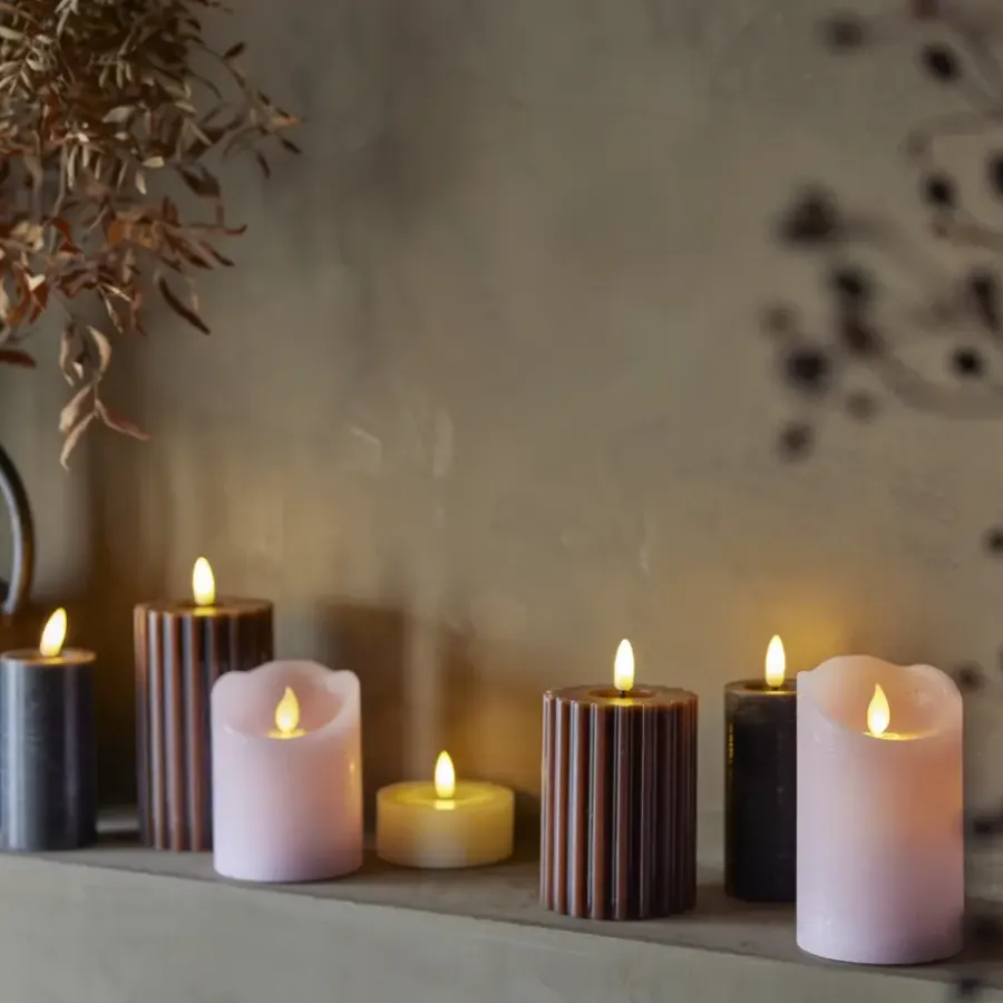 Lumineo LED kaars wax donker bruin