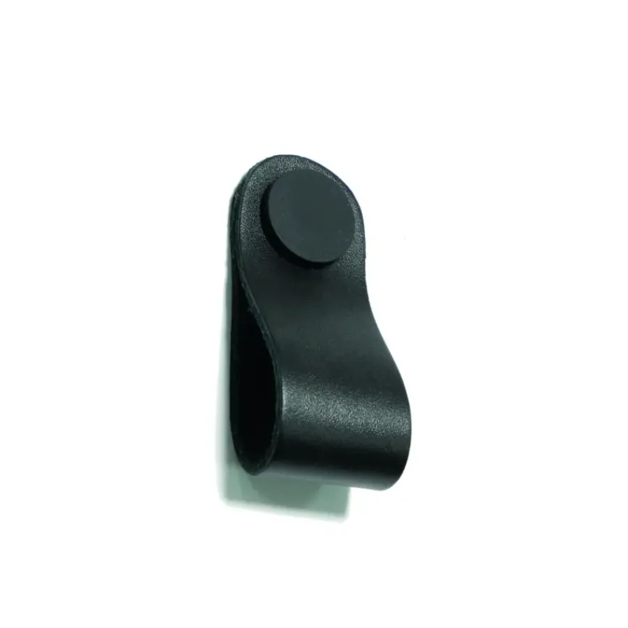 Siro Leren knop Damian zwart 28mm