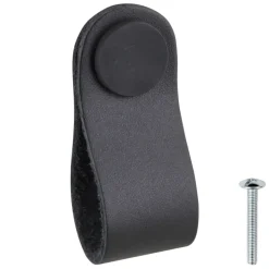 Siro Leren knop Damian zwart 28mm