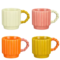 Geen Lizzy mok roze oranje geel licht groen - l11xb8xh8cm