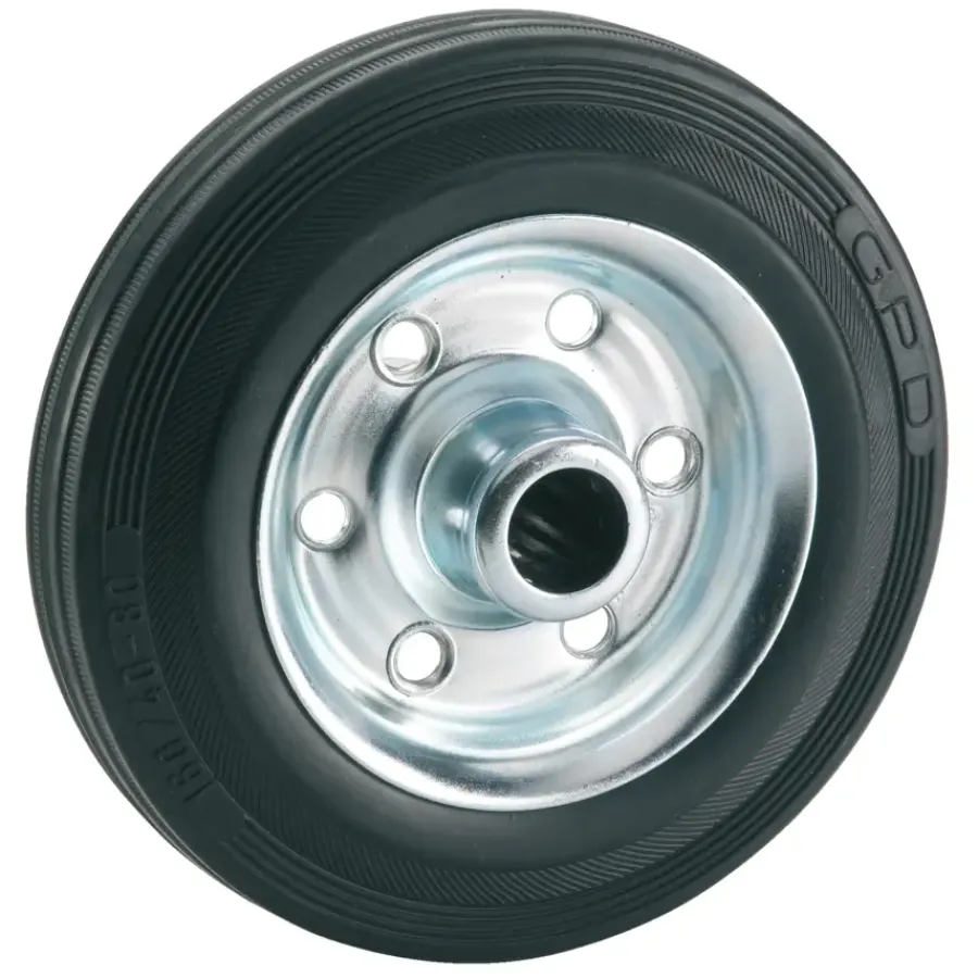 Dörner&Helmer Los wiel rubber 100mm met as 12mm tot 70kg