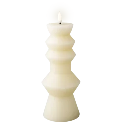 Lumineo wax kaars creme warm wit LED verlichting 23 cm