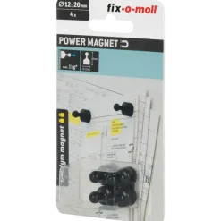 Fix-o-moll Magneet pion Neodym zwart 12x20mm 4 stuks