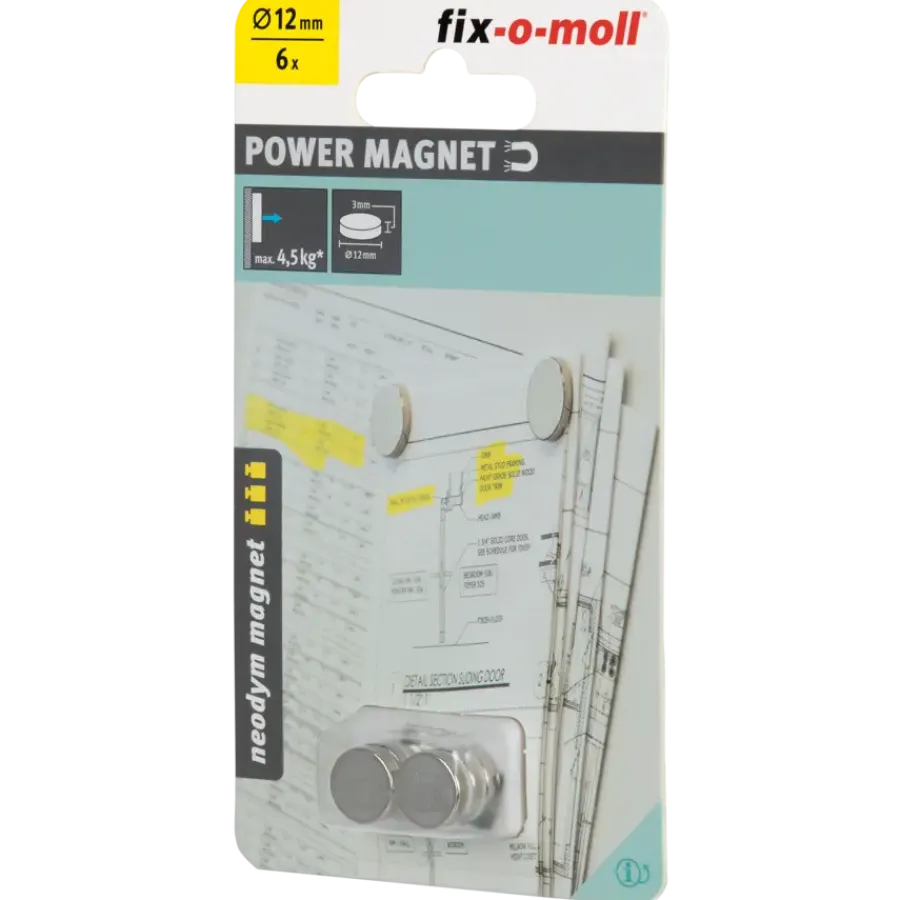 Fix-o-moll Magneetschijf Neodymium zilver 12x3mm 6 stuks