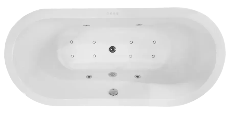 Marho Aquero whirlpool ligbad vrijstaand 170 x 80 cm acryl glans wit met waste chroom